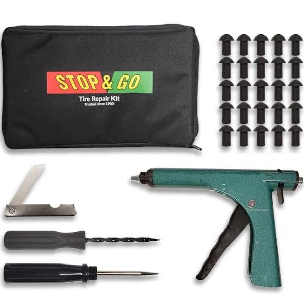 Stop & Go 1075 30 Piece Tubeless Tire Plugger Repair Kit for Punctures and Flats On Car, Motorcycle, ATV, Jeep, Truck, & Tractor (25 Mushroom Plugs)