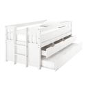 Kiki Solid Pine Bed with Trundle & Storage - White