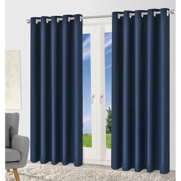 Blackout Eyelet Curtain - Pure Fabric (6 Colors) 180x230cm / Dark Blue