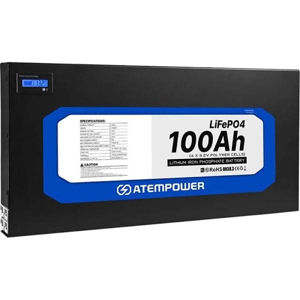 ATEM Power 12V 100Ah Slimline Lithium Battery Lifepo4 Deep