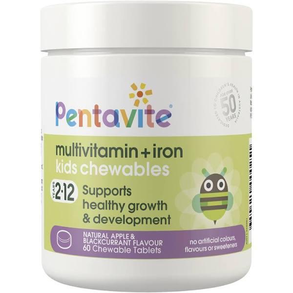 Pentavite Kids Multivitamin + Iron 60 Chewable Tablets