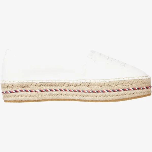 David Jones Tommy Hilfiger Women's Th Embroidered Flatform Shoe in Ecru, Size 36 EU