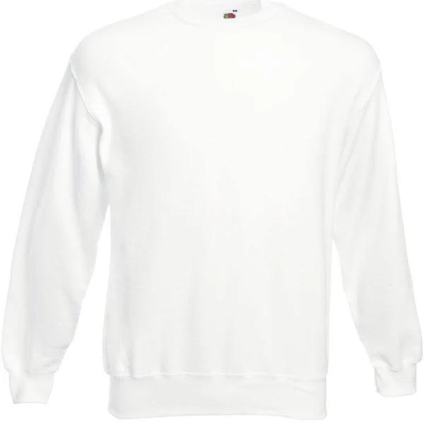 Premium Cotton-Blend Ribbed Sweatshirt White - Fruit of The Loom 62-202-0 - Size 2XL