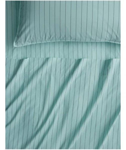 Sheridan Bayley Stripe Washed Percale Sheet Set in Clear Blue Queen