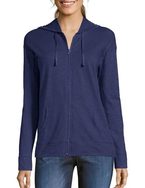 Hanes O9249 Women's Slub Jersey Hoodie - Navy, S