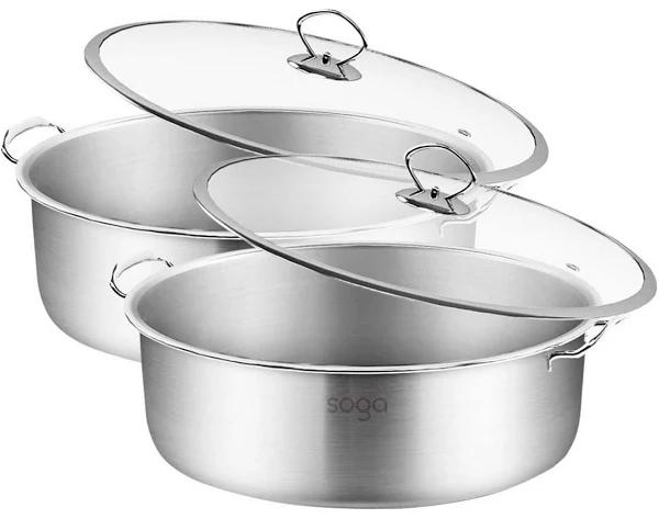 SOGA 2x Stainless Steel 26cm Casserole With Lid Induction Cookware