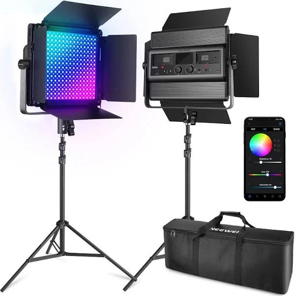 NEEWER 2 Pack RGB1200 LED Video Light Kit