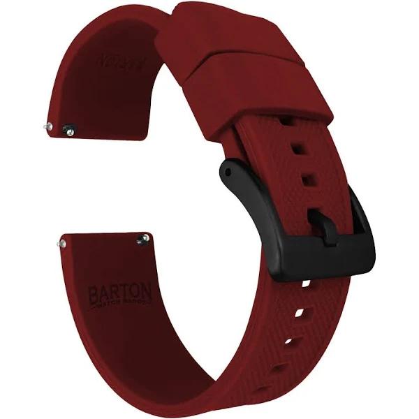 Elite Silicone Watch Band / Strap in Crimson Red w/ Black Buckle, Width 24mm | Barton