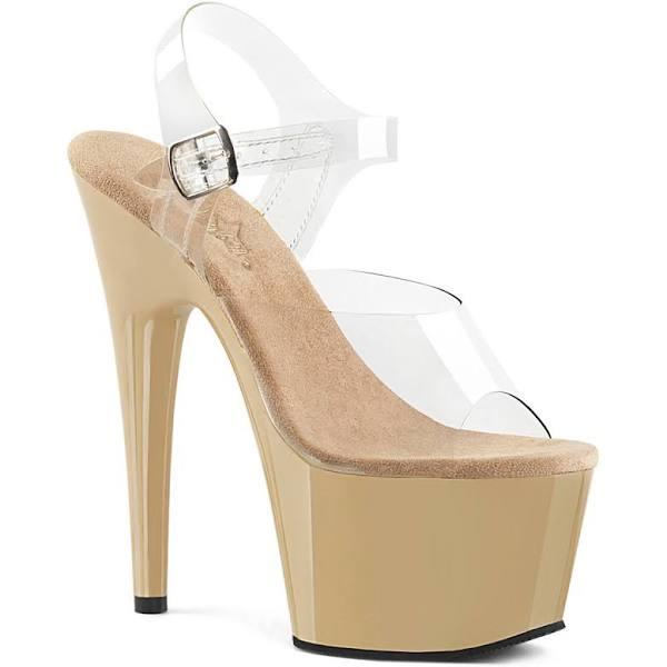 Pleaser ADORE-708 Clear/Cream Platform Sandal Size 11