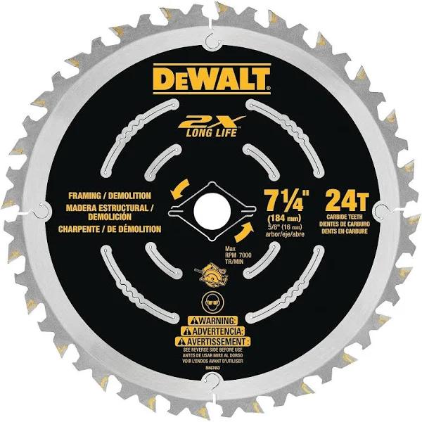 DeWalt DT90254-QZ 184mm (7") 24T Extreme Demolition Circular Saw Blade