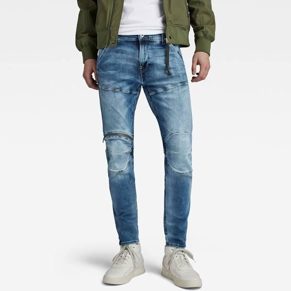 Gstar Raw Men 3D Zip Knee Skinny Jeans (Sun Faded Azurit), Sun Faded Azurit / 32W x 32L