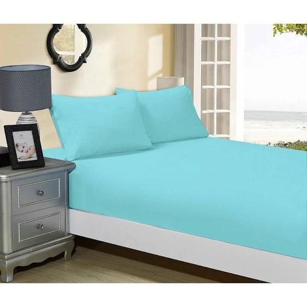 1000TC Ultra Soft Fitted Sheet & Pillowcase Set - Single Size Bed - Aqua