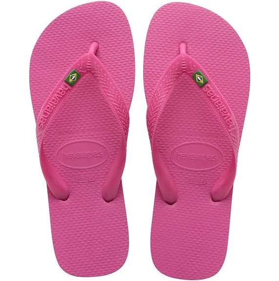 Havaianas Brasil Logo Flip Flops Pink & Green - 41-42