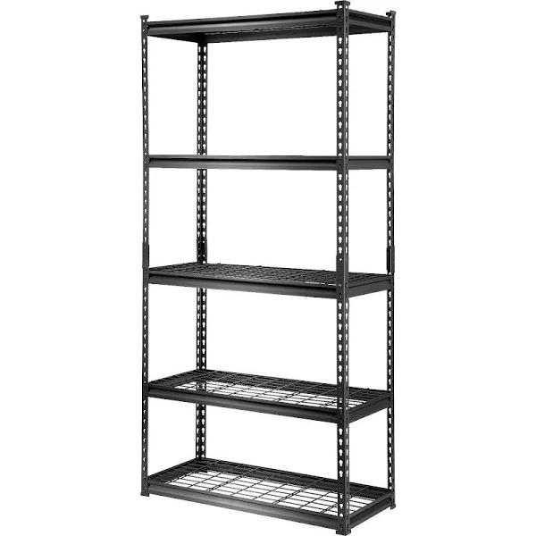 VEVOR Storage Shelving Unit 5-Tier Adjustable 907 kg Capacity Heavy Duty Garage Shelves Metal Organizer Wire Rack Black 90 x 40 x 182.9 cm for