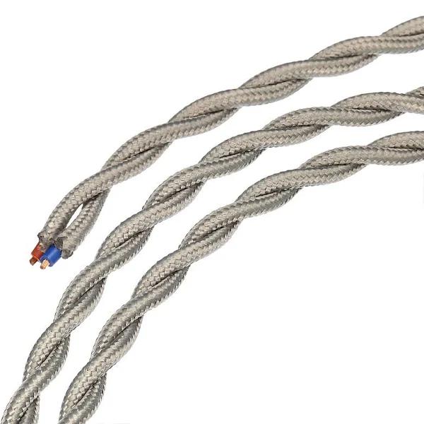 Twisted Cloth Covered Wire 2 Core 18AWG 5m/16.4ft,Electrical Cable,Grey | Harfington