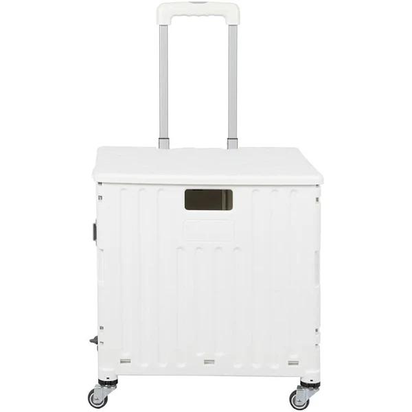 Folding Shopping Trolley Cart Portable Rolling Grocery Basket Wheel White