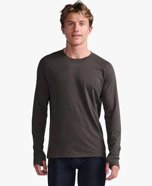 Ignition Base Layer Long Sleeve, 2XU, M, FLINT/BLACK Reflective, Male