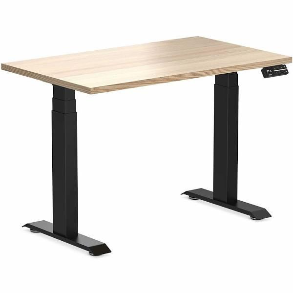 Desky Dual Mini Sit Stand Desk | Small Standing Desk White Ash / 1000 x 600 / Matte Black