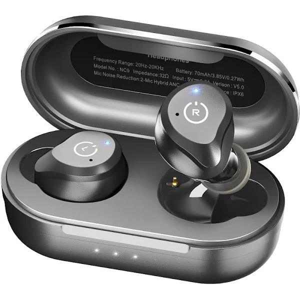 TOZO NC9 Hybrid Active Noise Cancelling Wireless Earbuds,in Ear Matte Black