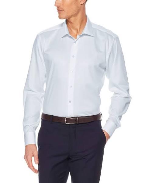 Calvin Klein Diamond Self Dobby Organic Cotton Business Shirt Blue 44