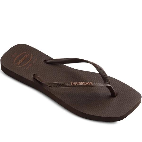 Havaianas Slim Square Logo Flip Flop Brown