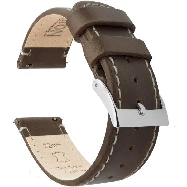 Leather Watch Band / Strap in Saddle brown/linen w/ Stainless Steel Buckle, Width 18mm, Standard Length | Barton