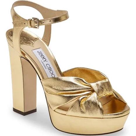 Jimmy Choo Heloise 120 Platform Sandals - Gold - 37