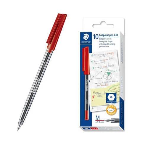 Staedtler 430 Stick Ballpoint Pen Medium Red