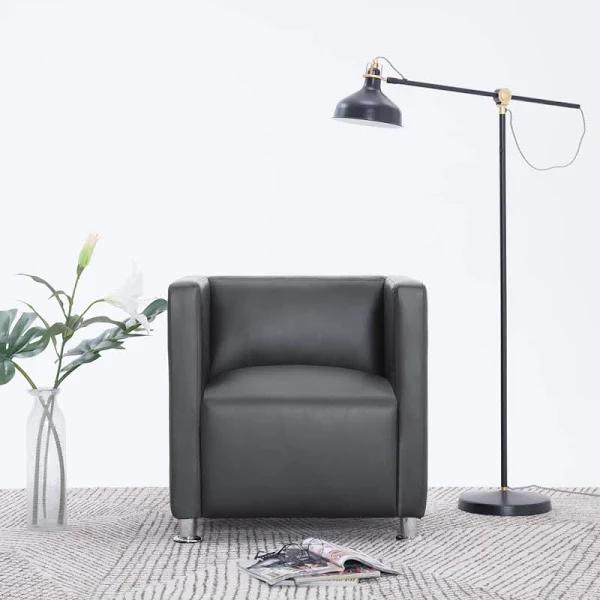 vidaXL - Cube Armchair Faux Leather - Grey