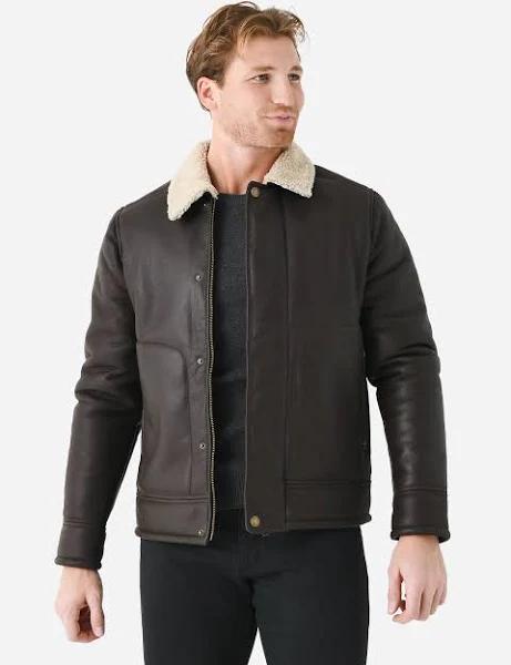 Rodd & Gunn Arrowtown Shearling Leather Jacket in Brown XXL