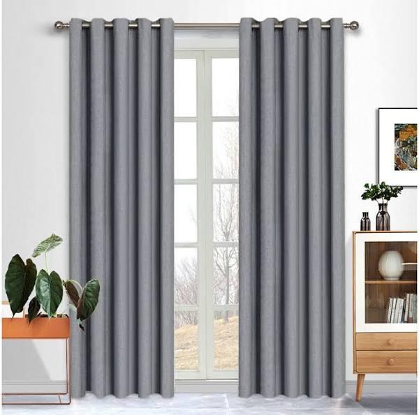 Phoenix Blockout Eyelet Curtain 165x220cm Ash - Single - 165x220cm