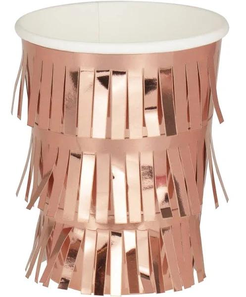 Rose Gold Fringe Paper Cups 8 Pack