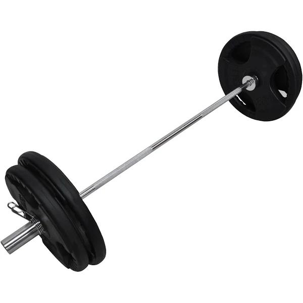 Total 99kg - 150cm Olympic Barbell Bar + Rubber Coated Weight Plate - 20kg x 2 + 25kg x 2