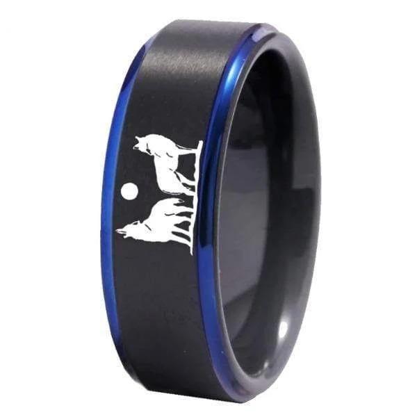 Tungsten Blue and Black Wolf Ring - 5 - AfterPay & zipPay Available