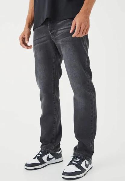 Mens Charcoal Straight Rigid Jean