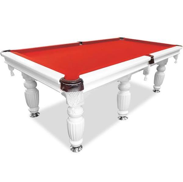 9ft Luxury Slate Pool / Snooker / Billiard Table White Frame - Red