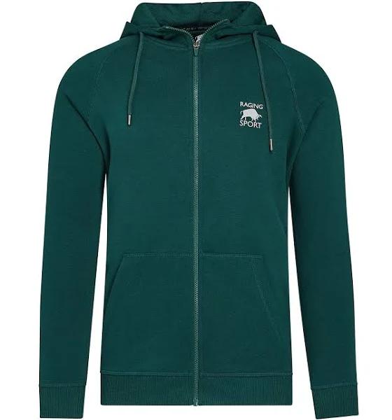 Raging Bull Zip Through Hoodie in Forest Green XXXL