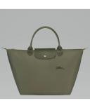 Handbag M Le Pliage Green Cognac Longchamp