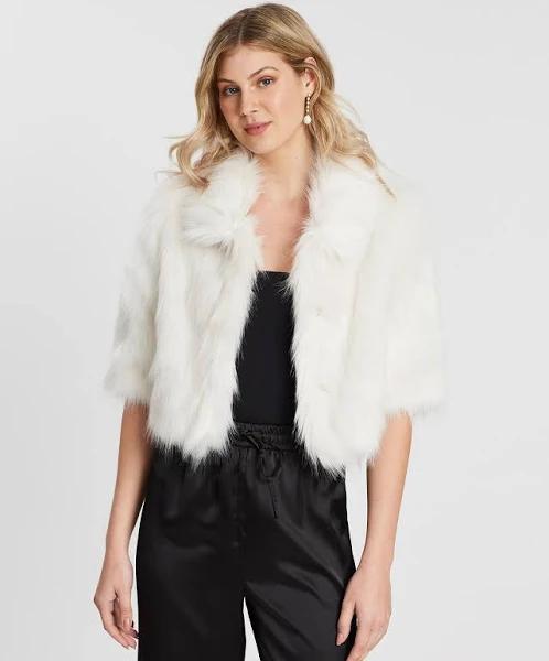 Desire Cropped Jacket | Unreal Fur Ivory / Faux Fur: 100% Modacrylic / Lining 95/5% Polyester/Elastane / M