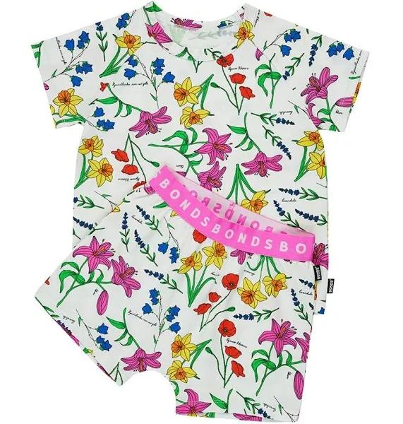 Bonds Kids Tee Sleep Set - Botanic Floral White