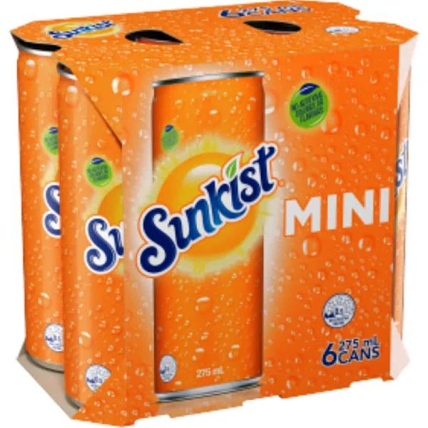 Sunkist Soft Drink Mini Cans 275ml x 6 Pack