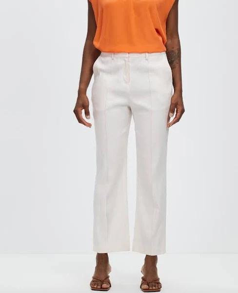 David Lawrence Saxon Cropped Linen Pant in Cream 16