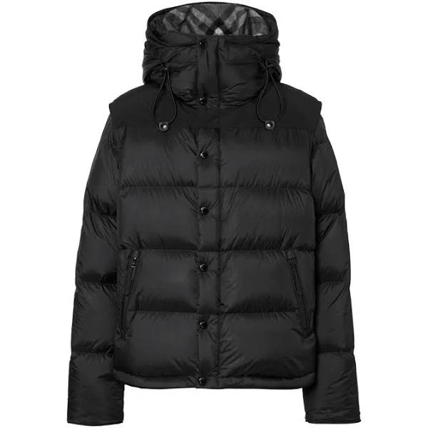 Burberry Detachable Sleeve Hooded Puffer Jacket , Size: XXL, Black