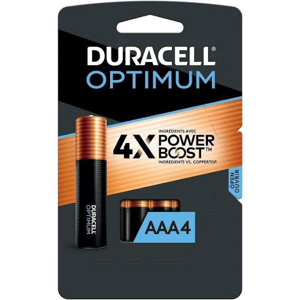 Duracell Optimum Batteries, Alkaline, AAA, 1.5 V - 4 batteries