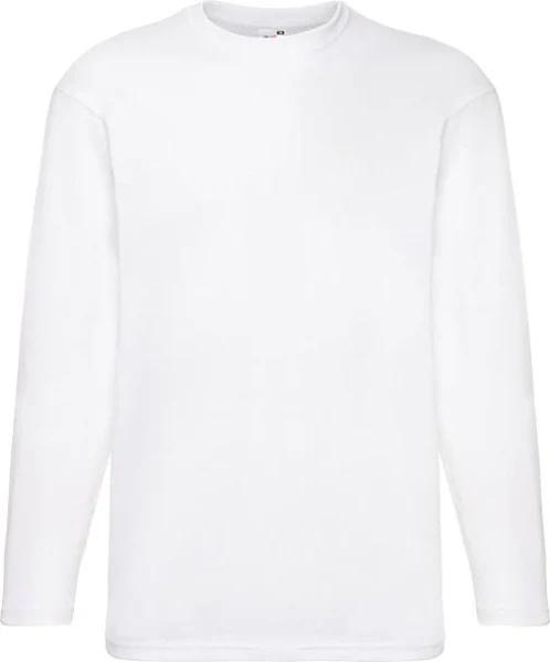 Fruit of The Loom Mens Valueweight Long-Sleeved T-Shirt White 3XL Cotton Mens T-Shirt