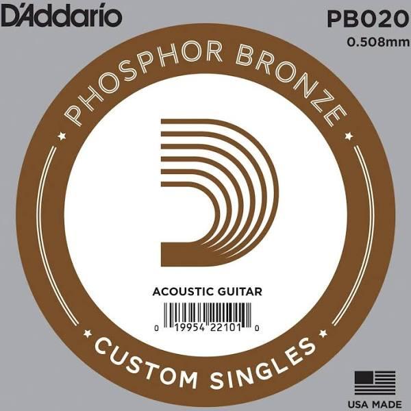 D'Addario PB020 Phosphor Bronze Wound Acoustic Guitar Single String