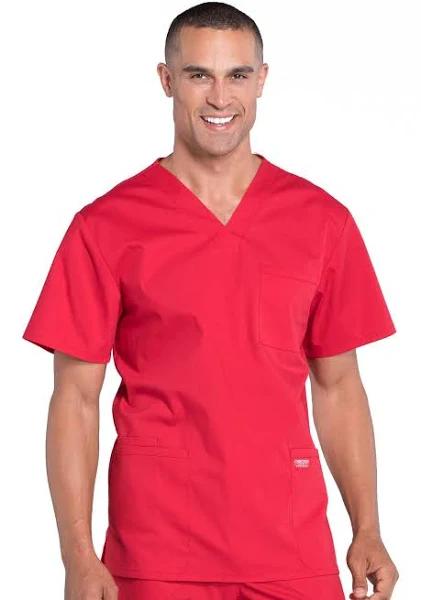 Cherokee Workwear Professionals Men's V-Neck Scrub Top - 5x - Red