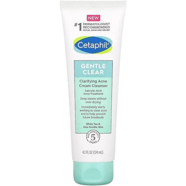 Cetaphil, Gentle Clear, Clarifying Acne Cream Cleanser, 4.2 fl oz (124 ml)