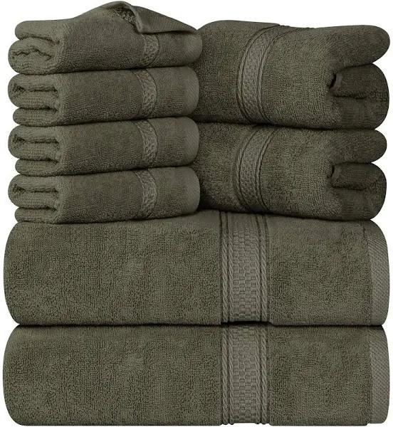 Utopia Towels 8-piece Premium Towel Set, 2 Bath Towels, 2 Hand Towels, and 4 Wash Cloths, 600 GSM 100% Ring Spun Cotton Highly Absorbent Towels For