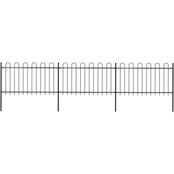 vidaXL Garden Fence with Hoop Top Steel 5.1x1 M Black